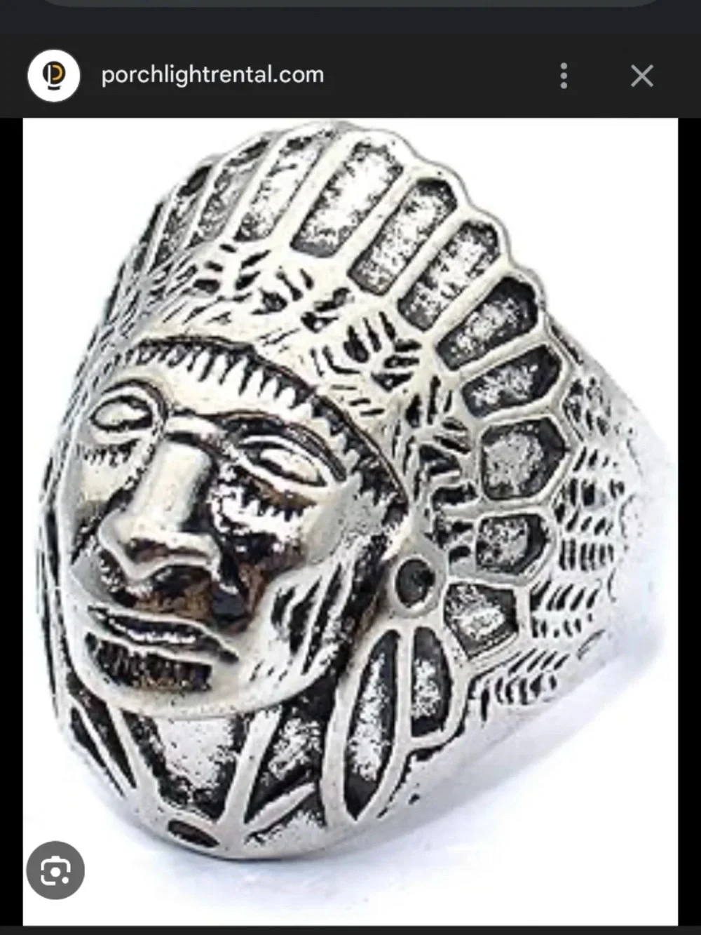 Tribal Indian Head Silver Stainless Steel ring size 10.5 NEW